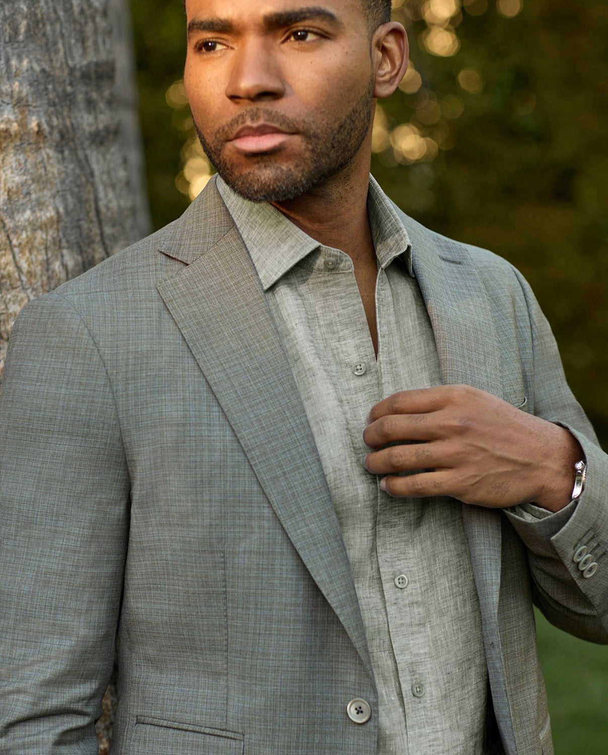 Olive Linen Wool Blazer