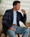 Solid Navy Wool Blazer